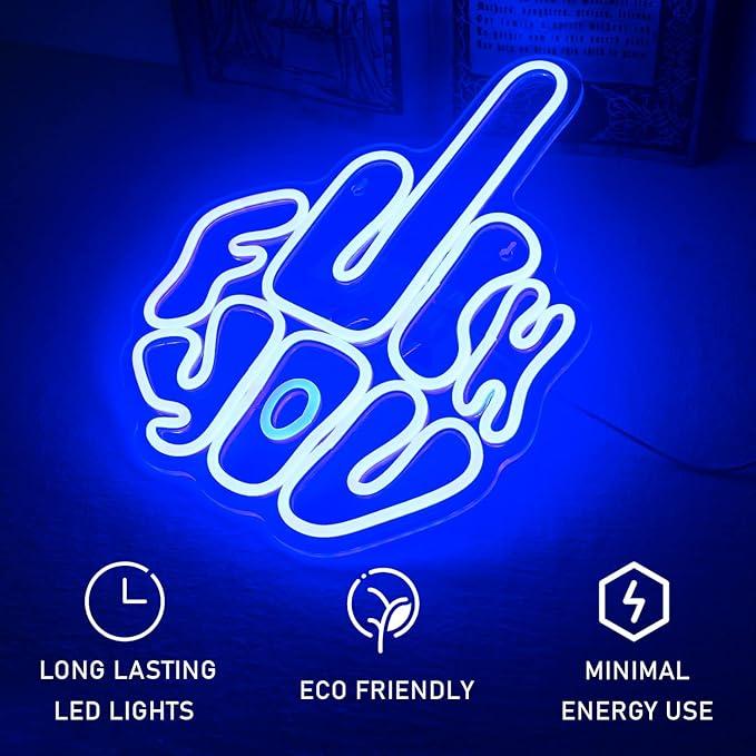 Letters Gesture Neon Signs for Wall Pink LED Neon Lights USB Neon Wall Light Neon Bar Light Up Sign for Bedroom Party Pub Game Zone Decoration
