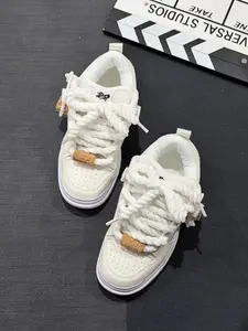 Men's Canvas Shoes, Fashion Trendy Solid Low Top, Casual Lace-Up Flatform, Anti-Slip Durable, Medium Width, Round Toe, All Seasons