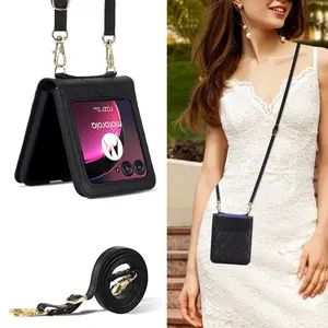 Moto Razr Series Crossbody Folding Phone Case Cover with Long Strap, Full Protection, Suitable for Motorola Razr Ultra, Birthday Gift