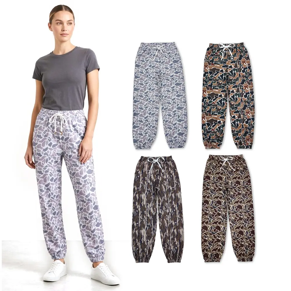 Women's Fitted Camo Print Athletic Joggers - Lightweight, Stretchy, Quick-Dry Activewear Women's Sports Pants with Elastic Waist for Gym, Workout, Errands, Activewear Women's Sports Joggers