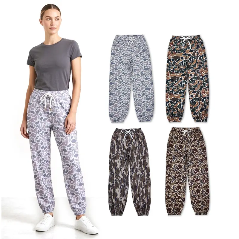 Women's Fitted Camo Print Athletic Joggers - Lightweight, Stretchy, Quick-Dry Plus Size Activewear Pants with Elastic Waist for Gym, Workout, Errands (2XL, 5XL)