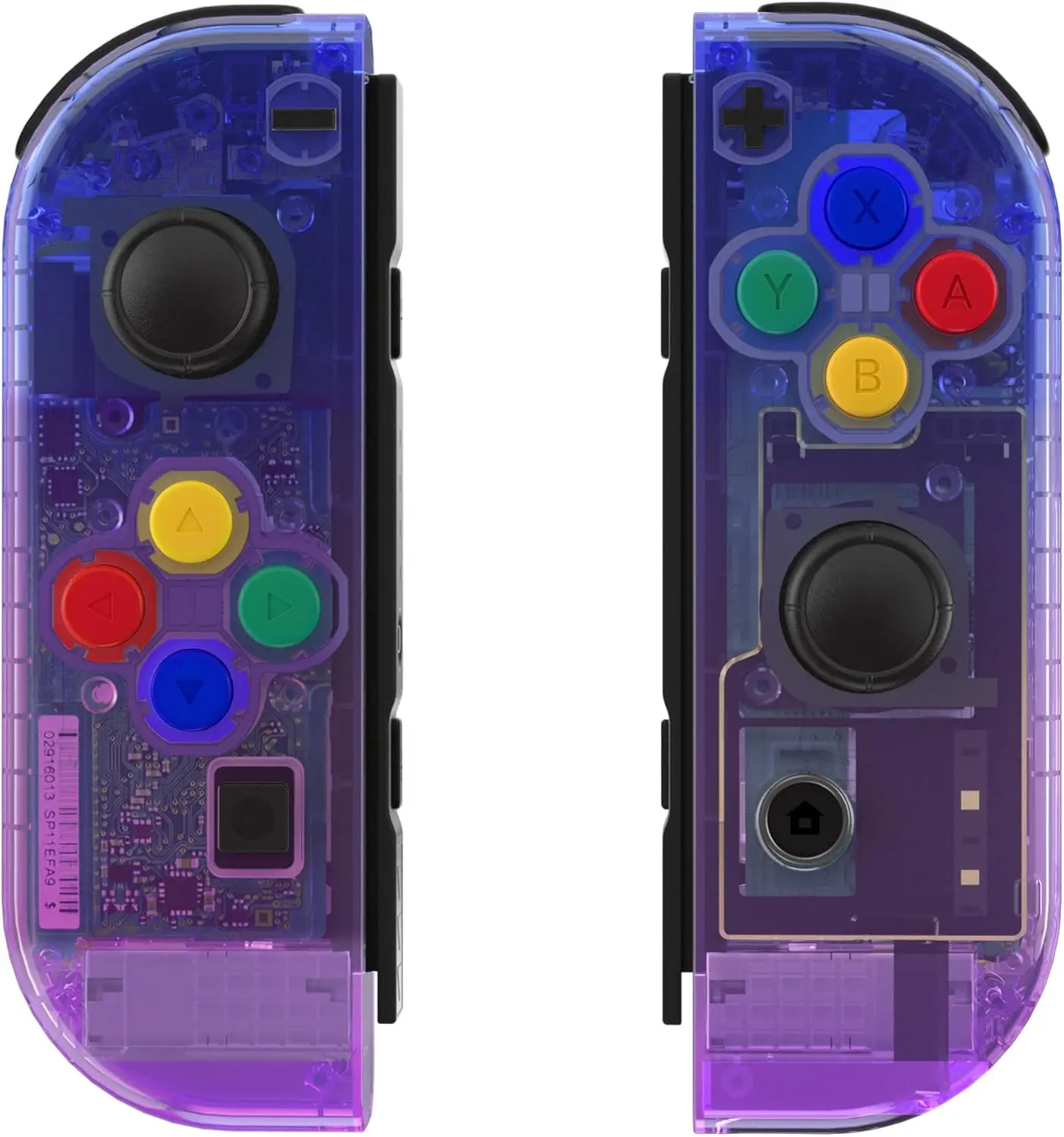 eXtremeRate Custom Precision-Cut ABS Plastic Durable DIY Replacement Shell for Nintendo Switch/OLED Switch Joy-Con Controllers - Premium Game Console Accessories with Colorful Buttons, Gradient Translucent Bluebell Cross Buttons