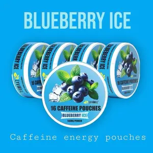 Blueberry Caffeine pouches - 5 jars (80 pouches) energy drink boost immunity Beverage Sport energy drink lyvwel flavored Nootropic