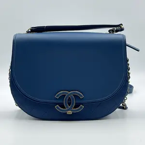 Pre-owned CHANEL Leather Crossbody Bags Blue Coco Curve Quilted Flap Bag