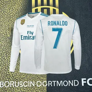 2017 2018 Home White No.7 Ronaldo LongSleeved Soccer Jersey