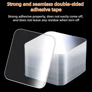 50 non perforated high transparency and seamless double-sided adhesive tapes: made of acrylic material with high viscosity square film, suitable for home decoration/office storage/DIY handmade experts/small object fixation