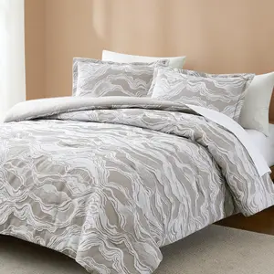 Lush Decor x Chuks Collins Cascade Wave Comforter Set - 3-Piece Bedding with Woven Jacquard Design & Cotton-Blend Material - OEKO-TEX Certified for Year-Round Comfort