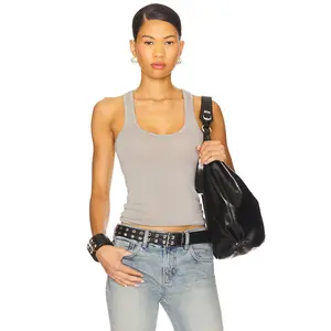 EB Denim Lucy Racer Back Tank in Grey Mist