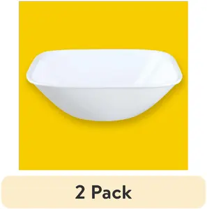 (2 pack) Pure White, Square Soup Bowl, 22-oz, 6.50 x 6.50 x 2.00 Inches