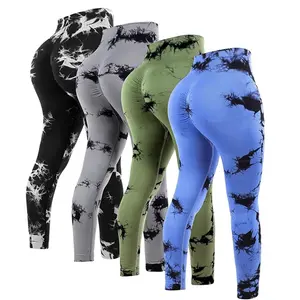 Womens Workout Leggings Tie Dye High Waisted Yoga Pants Seamless Scrunch Butt Lifting Compression Tights