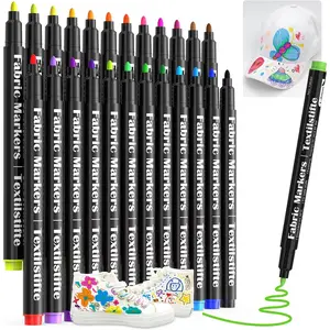 Fabric Markers Permanent for T Shirts  Clothes Onesies Bibs White Pillow Canvas Tote Bags Clothing - No Bleed - Fine Tip -  Safe & Non  Fabric  Pens Set of 24 Colors