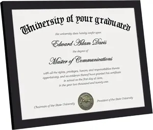 Certificate Frame with Clear Plexiglass, 8.5 by 11 Picture Diploma Document Degree Frame for Wall and Tabletop, Black, 1 Pack Decor Photo