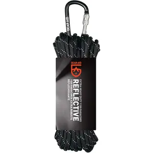 Gear Aid 50 ft. Extra Heavy Duty 1100 Paracord with Carabiner - Black/Reflective
