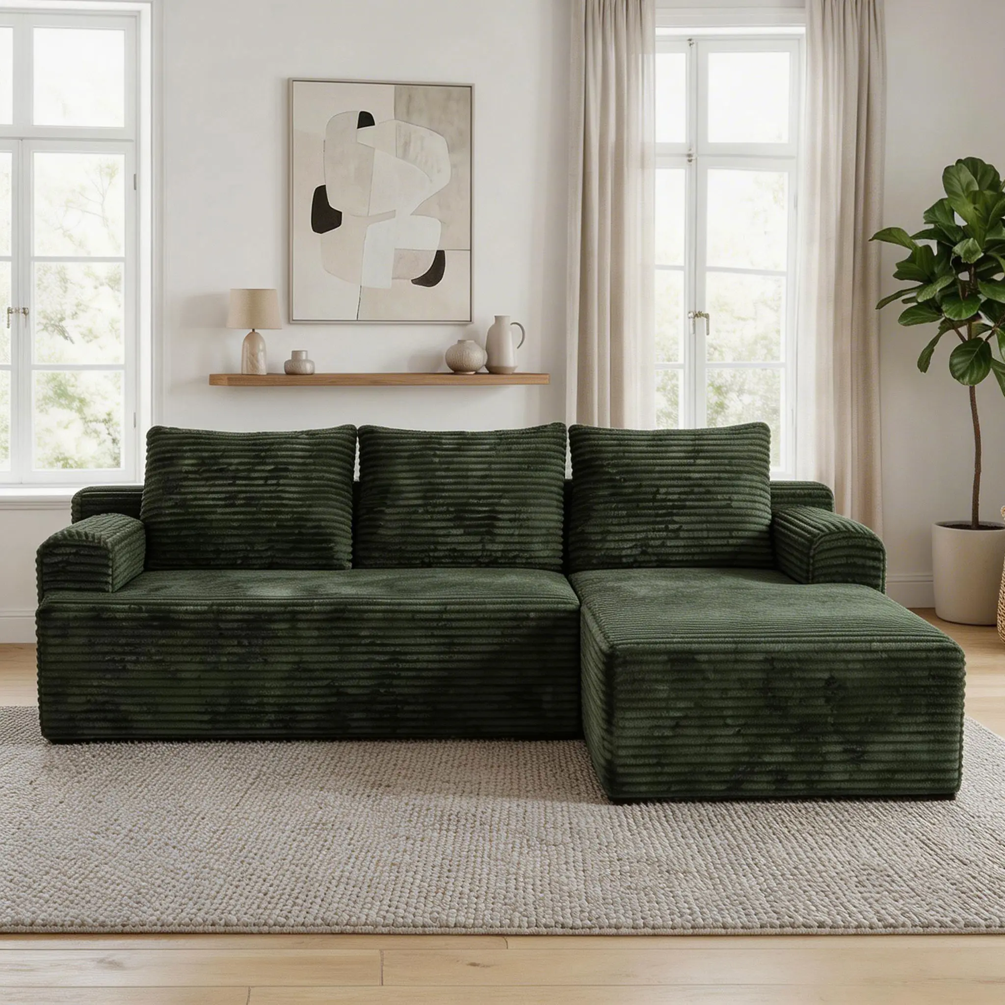 95"Green-Right Chaise