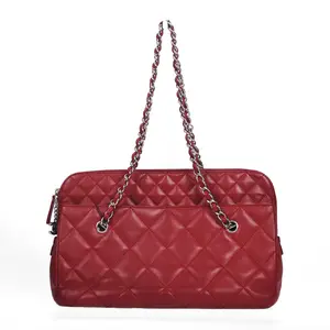 Pre-owned CHANEL Calfskin Shoulder Bags Quilted Red 76910342 C