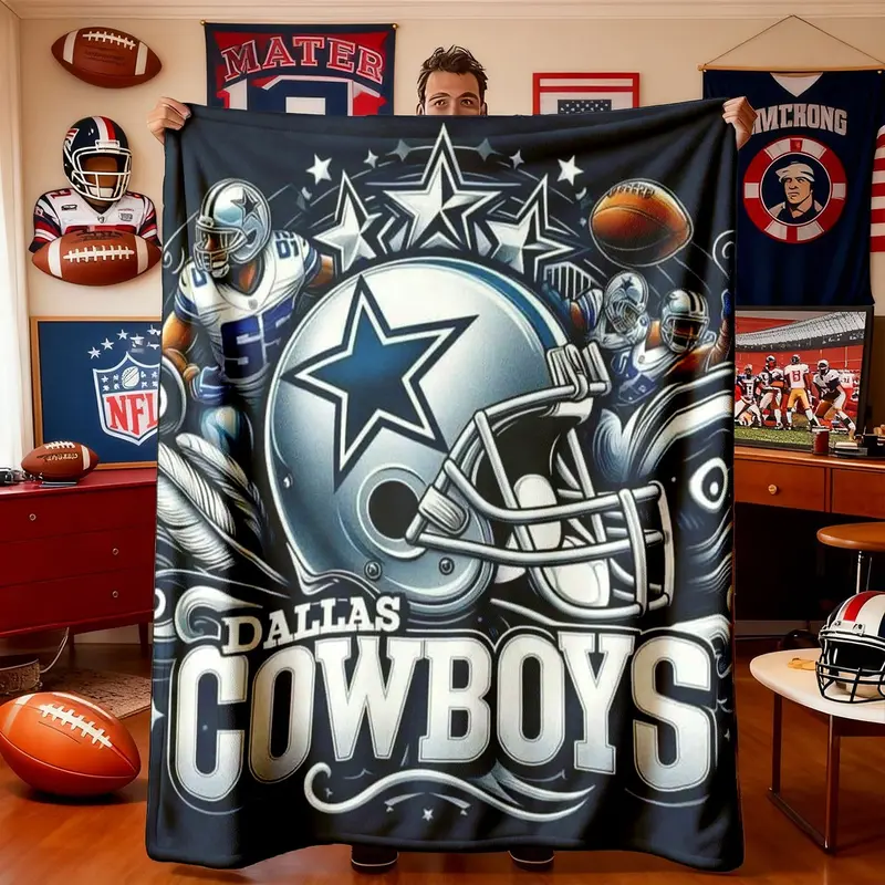 Dallas Cowboys American Football Flannel Blanket, Blanket Throw, Soft Blankets, Soft Lightweight Warm, Bedroom Holiday Decor, Bed Sofa Office Camping Travel Gift