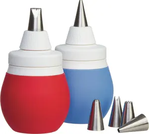 8-Piece Frosting Bulb Decorating Kit (Red) with Original Design and Tools for Easy Frosting Decoration