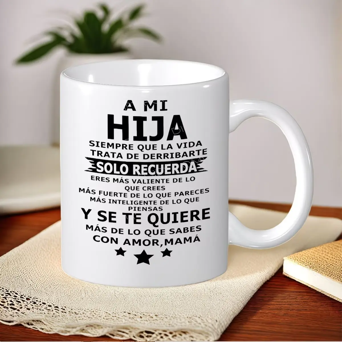 11oz Sturdy Ceramic Easter Gift Mug - Mom to Daughter Inspirational Spanish Quote, Heartfelt Drink Cup for Tea/Coffee, Reusable Washable Dishwasher Safe, Easter Basket Stuffer Home Decor