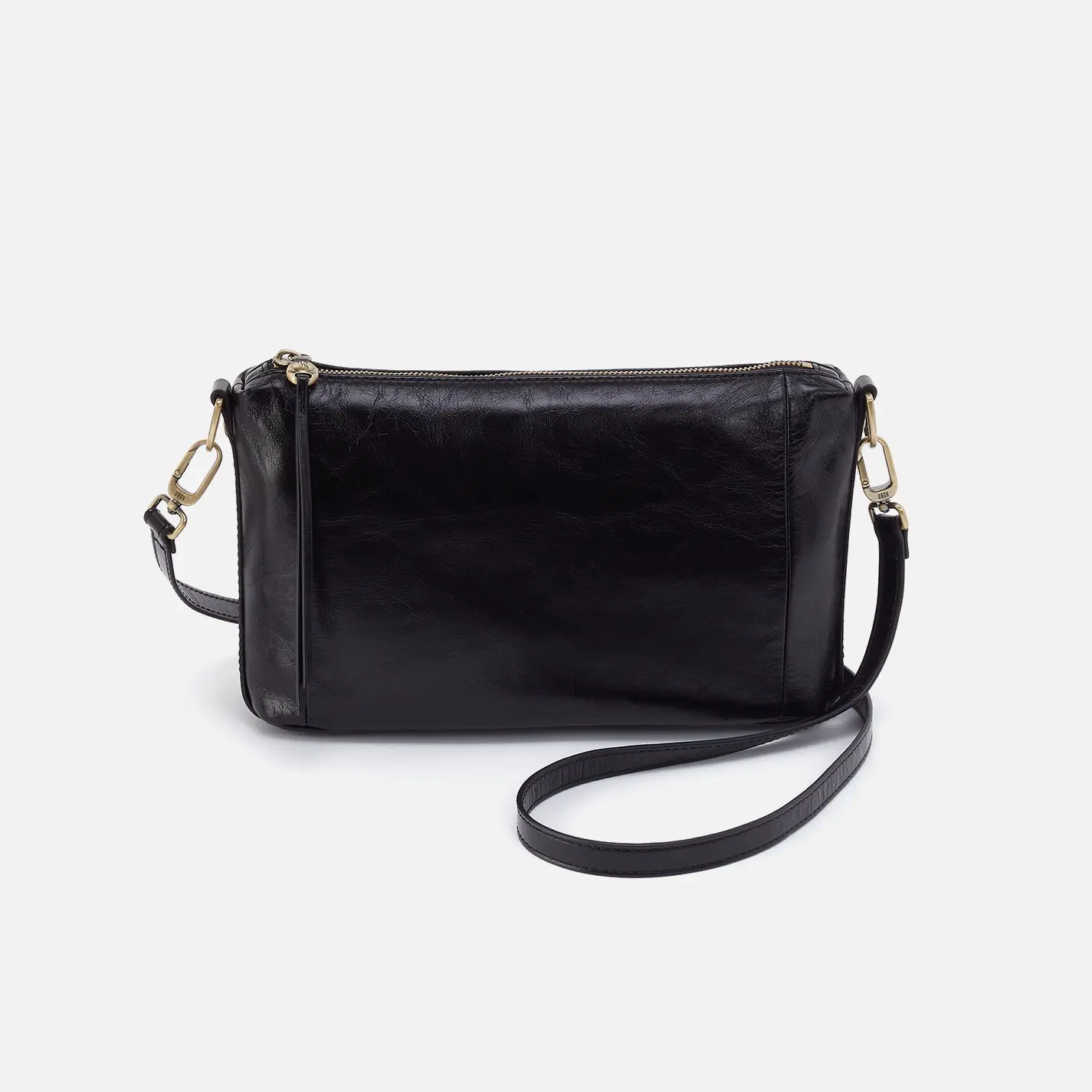 Darcy Carry-All Crossbody in Polished Leather - Black