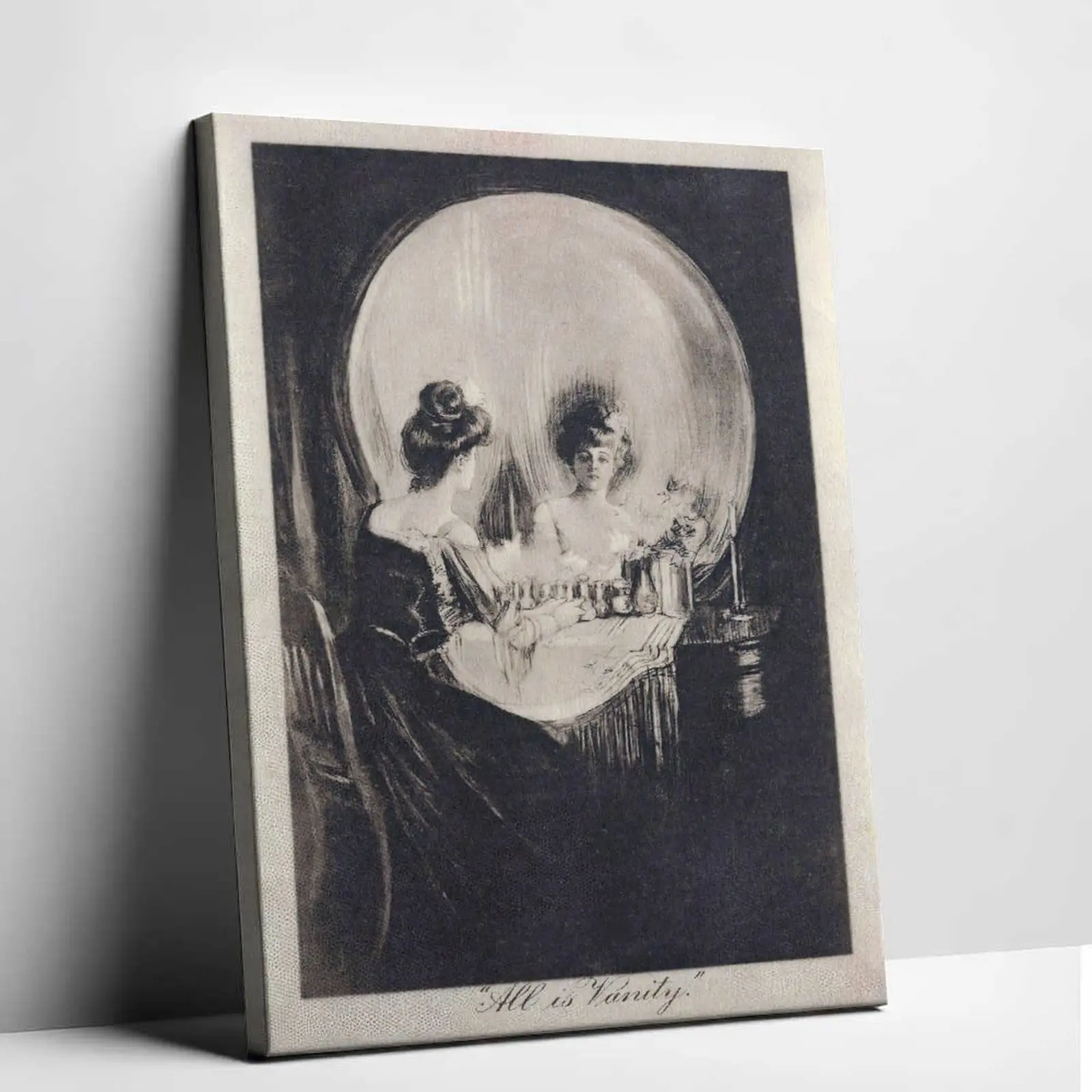 Vintage All Is Vanity Poster - Retro Skull Print - Optical Illusion Art - Gothic Gift for Him, Her, Men, Women - Surrealism Wall Decor for Bedroom, Living Room 24x  36  poster unique wall art decor black home decor picture wooden frame