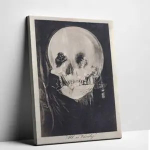 Vintage All Is Vanity Poster - Retro Skull Print - Optical Illusion Art - Gothic Gift for Him, Her, Men, Women - Surrealism Wall Decor for Bedroom, Living Room 24x  36  poster unique wall art decor black home decor picture wooden frame