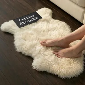 Genuine Sheepskin Rug - Soft &  Single Pelt (2' x 3')   White Lambskin Area Rug for Bedroom, Living Room Or Chair Cover Sheepskin Throw -  Argentina