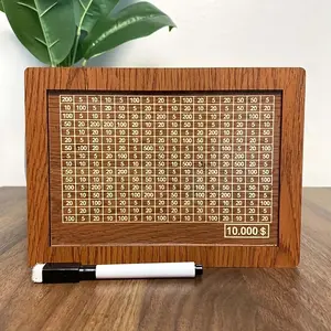 Cash Vault Wooden Savings Box, Money Saving Box with Money Target, Money Box for Cash, Wooden Piggy Bank for Adults, Cash Savings Box for Children and Adults Children's Day Birthday Gifts