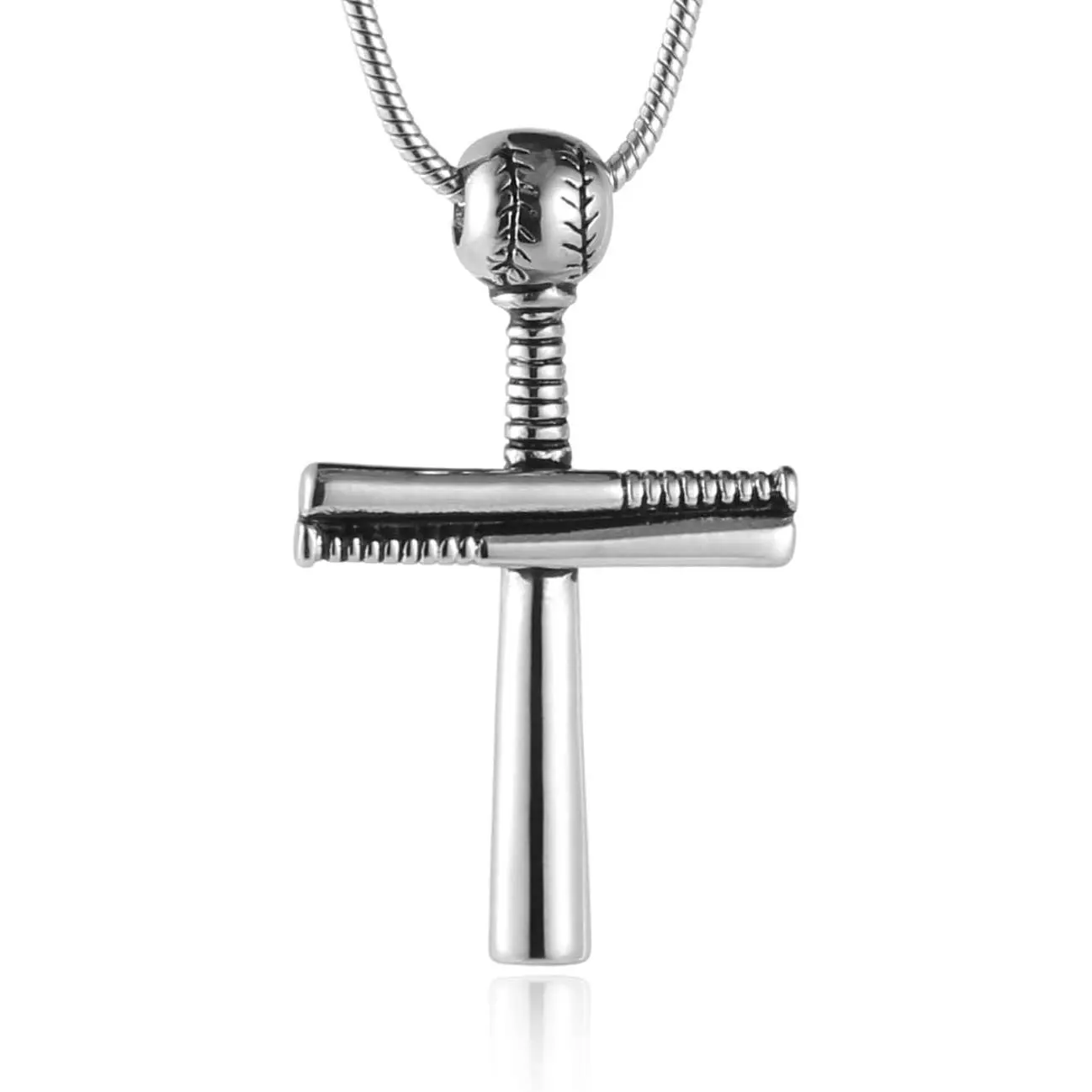 Baseball Cross  Pendant Stainless Steel Baseball Bat Cross Necklace, Large and Small