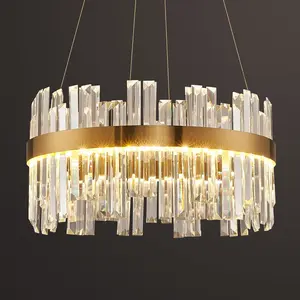19.7''Gold Modern LED Crystal Chandelier- Contemporary Chandelier Light Fixture,Luxury Adjustable Height Chandeliers,3 Colors Dimmable Pendant Ceiling Light for Dining Room Foyer With Remote Control