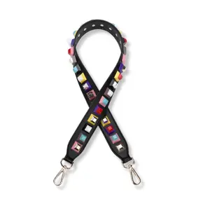 Spiked Thee Black Leather Studded Purse Strap