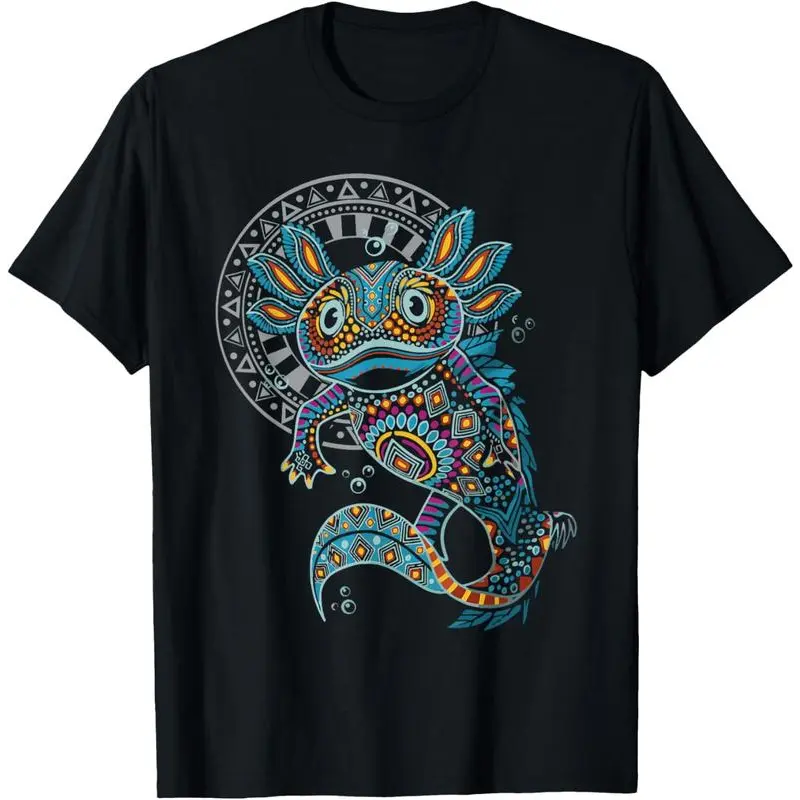 Women's Streetwear Graphic T-Shirt with Aztec Axolotl Angel Wings Digital Print, Lightweight 100% Cotton Oversized Short-Sleeve Top, Tshirt, Shortsleeve, Vibe, Tee