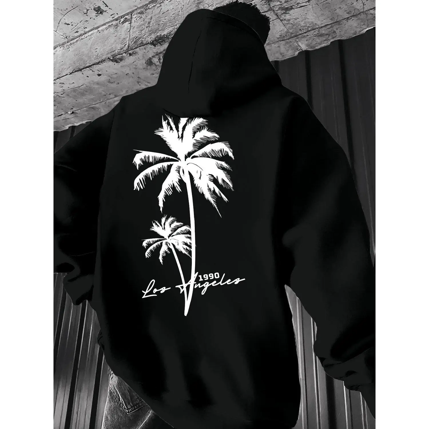 Hoodie Sweatshirt Fashion with Coconut Tree Elements Featuring Prints on Both the Front and Back Stylish Comfortable Casual Outerwear with Tropical Design
