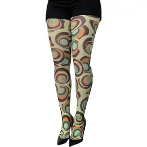 Pattern leggings with retro abstract print pantyhose, bold and bold style, colorful matching with soft and elastic comfortable fit women's dress