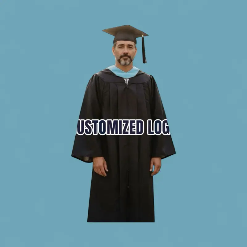 Classic Black Doctoral Gown, Hood, Graduation Set | Customized“Made to Order”