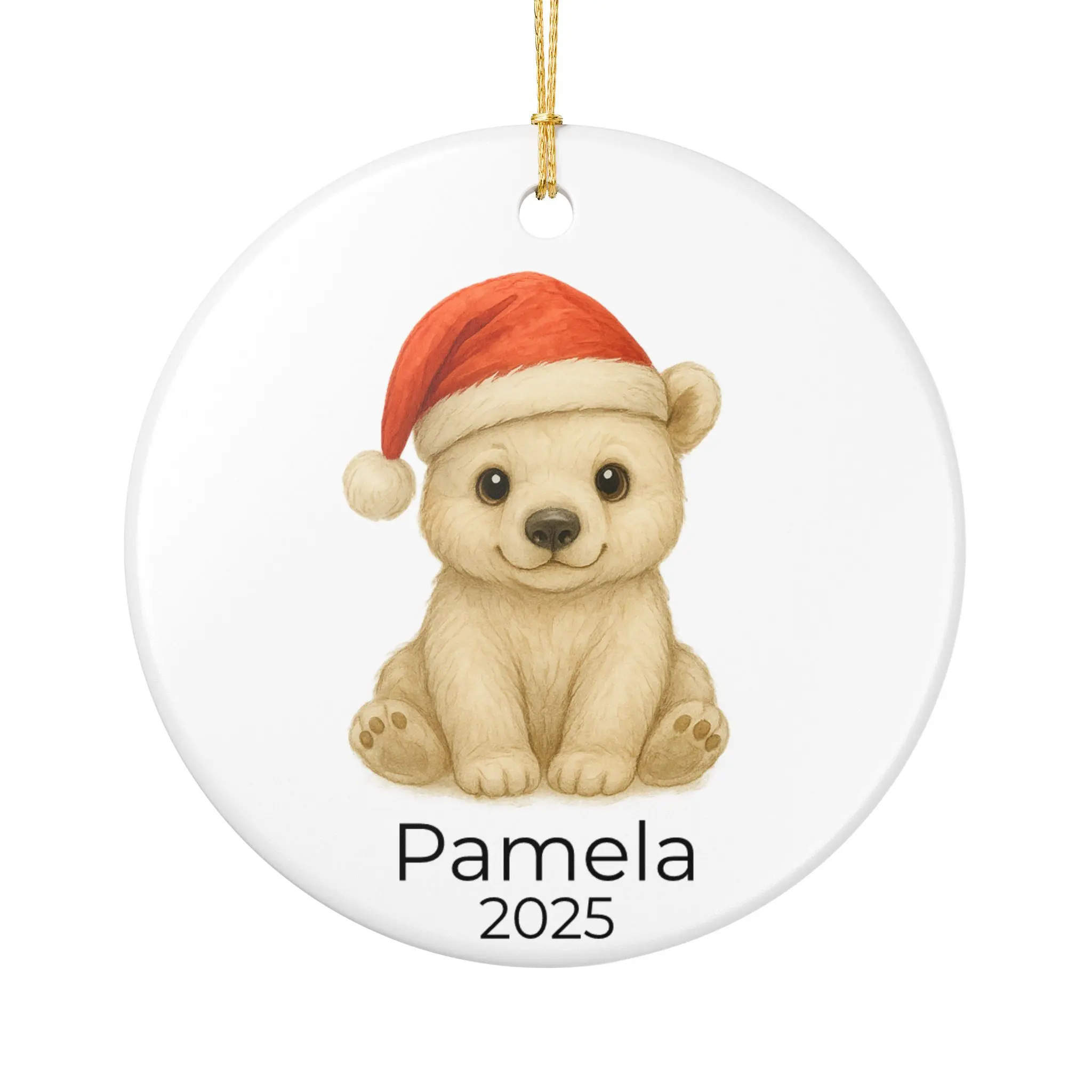 Personalized Baby Polar Bear Christmas Ornament - Cute Arctic Animal Holiday Decoration - Custom Name & Year Winter Gift