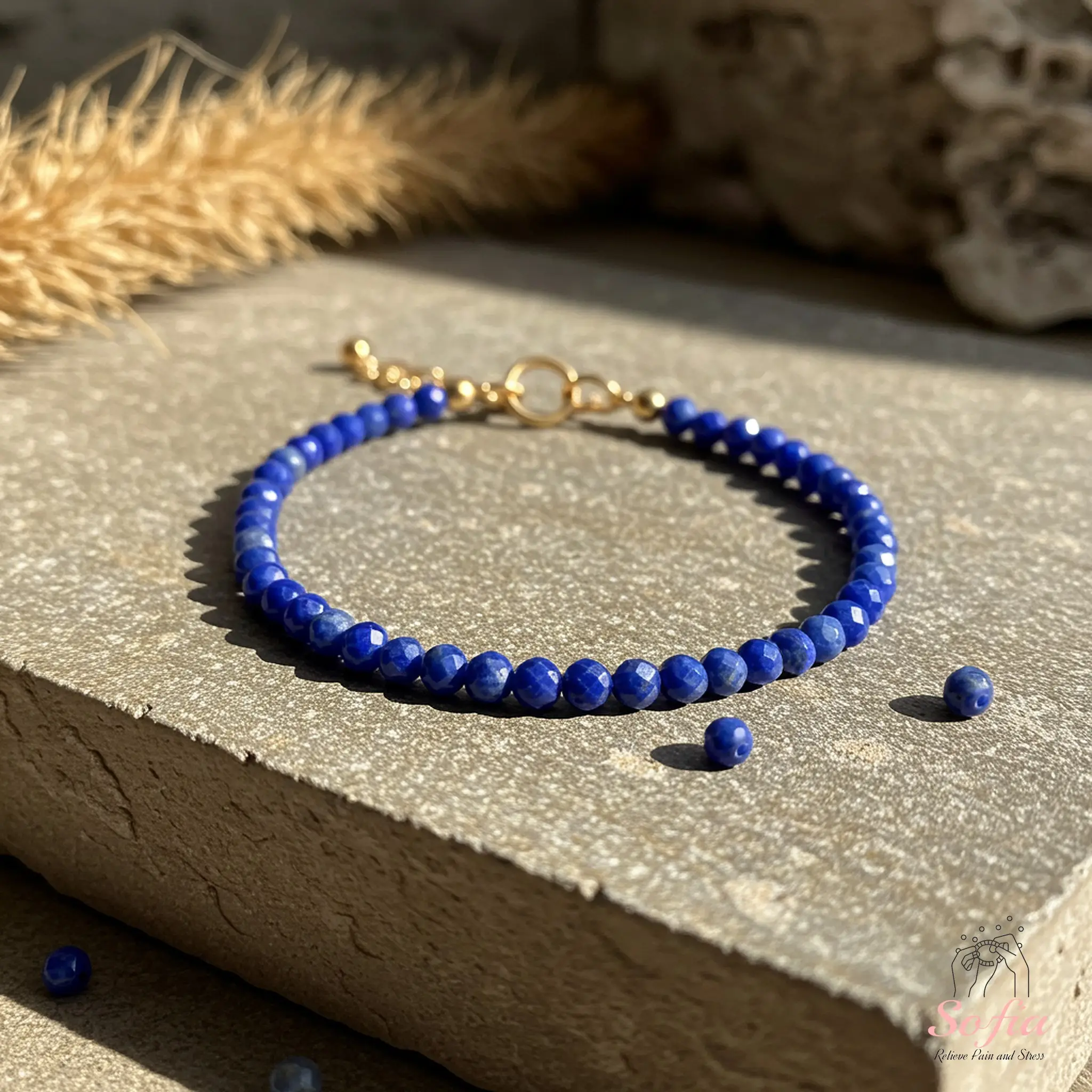Natural Blue Lapis Stone Bracelet Blue Friendship Bracelet Crystal Dainty Bracelets Delicate Gemstone Bracelets Minimalist Style Gift for her