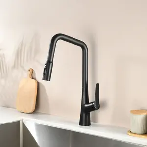Matte Black Pull-Down Kitchen Faucet with 3 Spray Modes, Single Handle High Arc Kitchen Sink Faucet, 360° Swivel Sprayer, FastConnect Installation