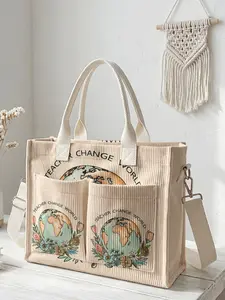 One floral earth pattern printed travel bag, large capacity, wear-resistant and durable. Multi-pocket design for better space utilization, suitable for work, shopping, picnic and other occasions.