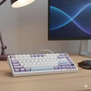 Multifunctional Gaming Keyboard with Color Screen & Knob Control, Customizable RGB Backlight, 4000mAh Long Battery Life. Bluetooth/Wired Tri-Mode Quick Switch, Hot-Swappable Switches & Keycaps, Portable for Office and Entertainment Use.