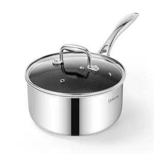 DELUXE Hybrid Ceramic Nonstick 3-Quart Saucepan with Tempered Glass Lid