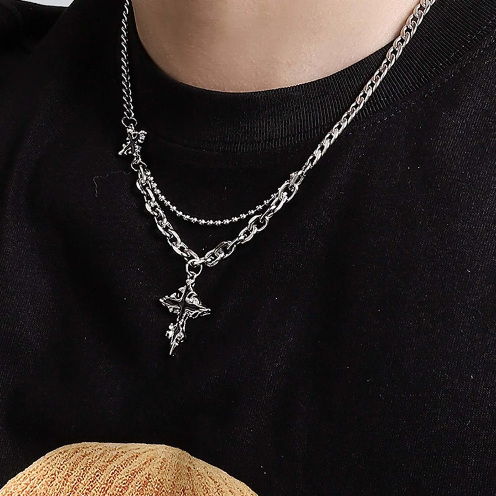 Cross Necklace for Men Cross Chain for Men Silver Cross Pendant Mens Cross Necklaces Stainless Steel Cross Necklace for Women Goth Gothic Necklace Christian Jewelry