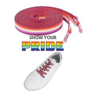 Lesbian Flag Striped Shoelaces - 56 Inch Durable Laces for Gay Pride Parades & LGBTQ+ Awareness Campaigns - Show Your Pride with Every Step