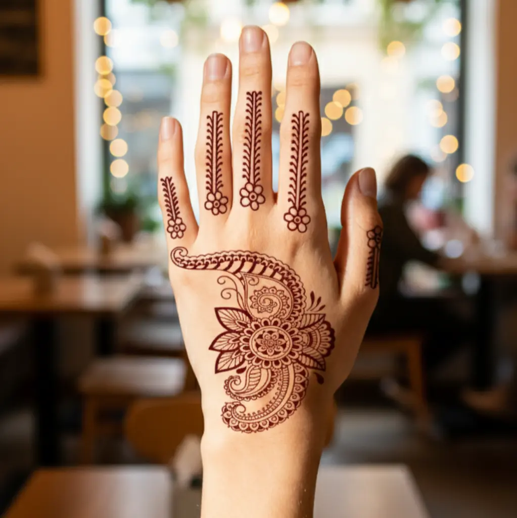 4 Pieces Semi Permanent Long Lasting Henna Tattoo Set Waterproof Brown Designs for Weddings Parties Women's Sensitive Skin Safe Durable