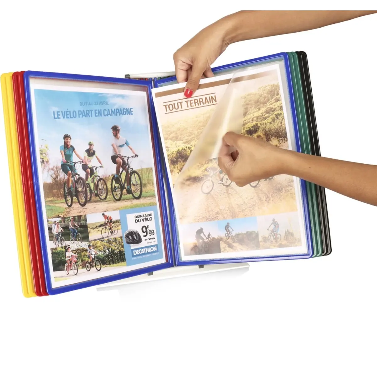 Tarifold Easy-Load Desk Display Unit with 10 Display Pockets, Assorted Color