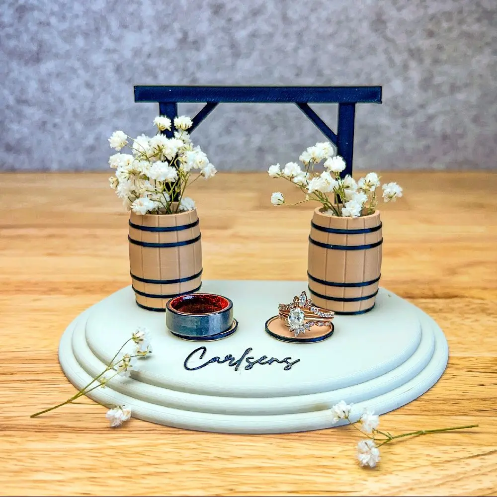 Personalized Wedding Altar Ring Holder | Custom Name Ring Display | Rustic Wedding Ring Tray | Ceremony Ring Stand