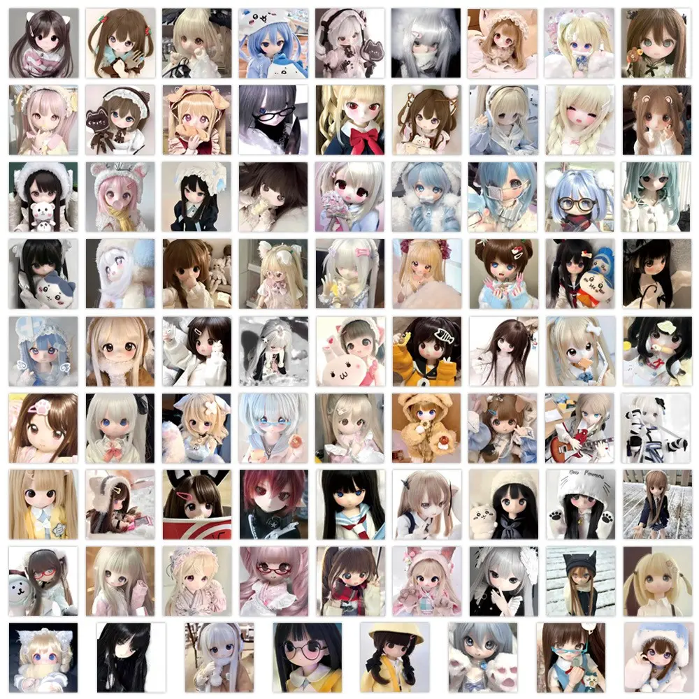 80 New Cute Bjd Doll Stickers Set, Cute Scrapbooking Graffiti Stickers for Luggage, Water Bottle, Skateboard, Fun and Creative Decorations