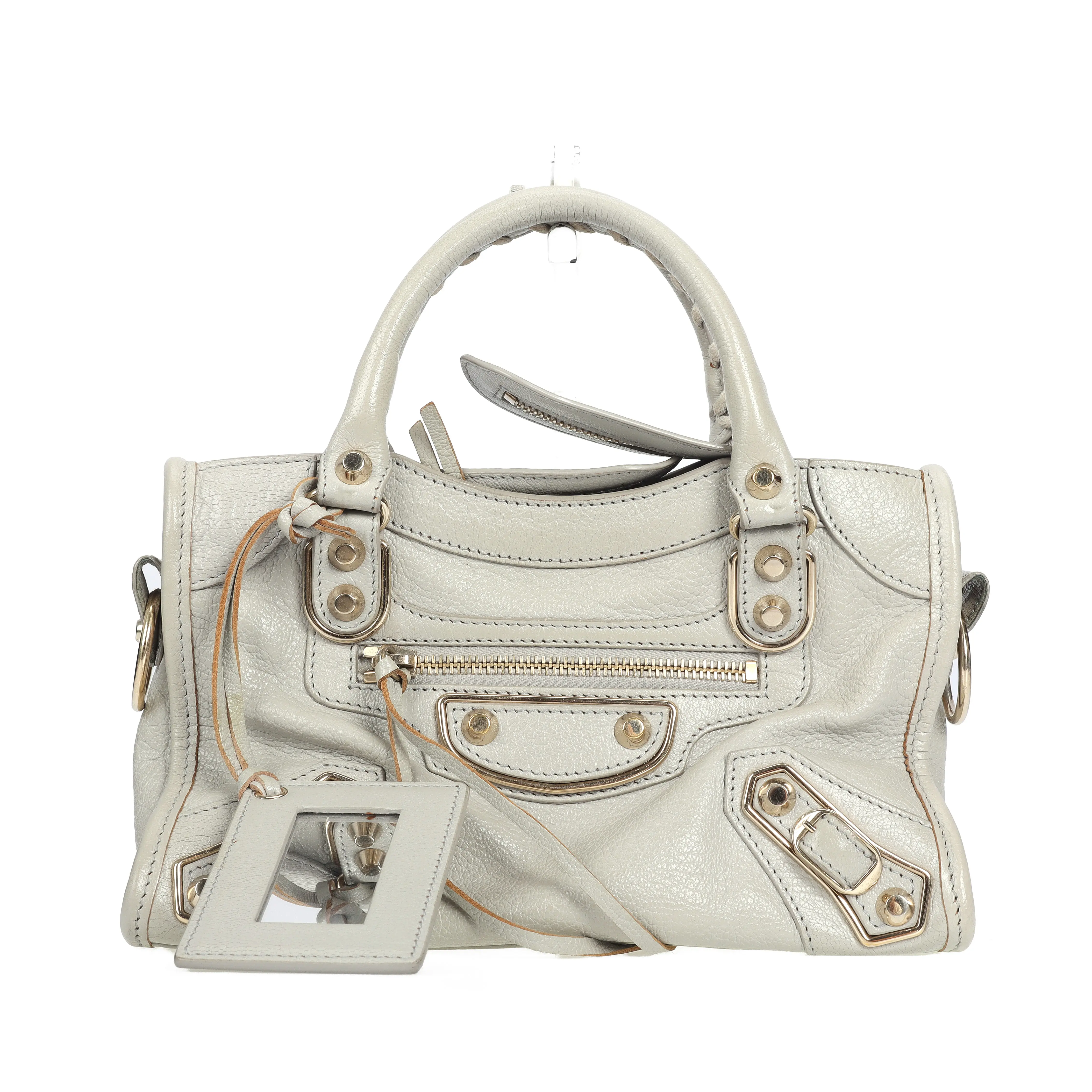 Pre-owned Balenciaga Calfskin Shoulder Bags Pre Owend City Bag Grey 92120020 hz