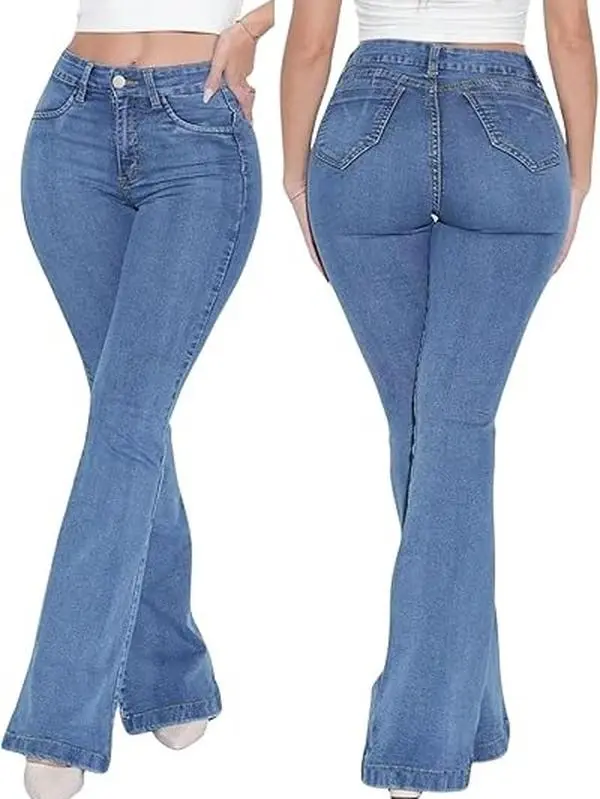 Womenswear Women's Elastic Stretch Hip Lift Denim Trousers - Slightly Flared, Breathable Spring Bottoms