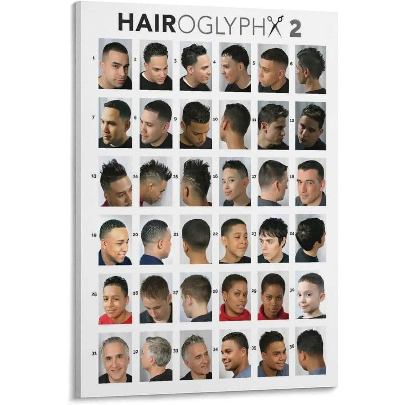 Barber Shop Posters & Prints, Waterproof Multi-Size Tube-Packaged Men's Haircut Art, Home Decor for Kid Room & Kitchen, Colorful Artistic Photo Gifts for Hair Salons & Rooms, 24X36inch(60X90cm)