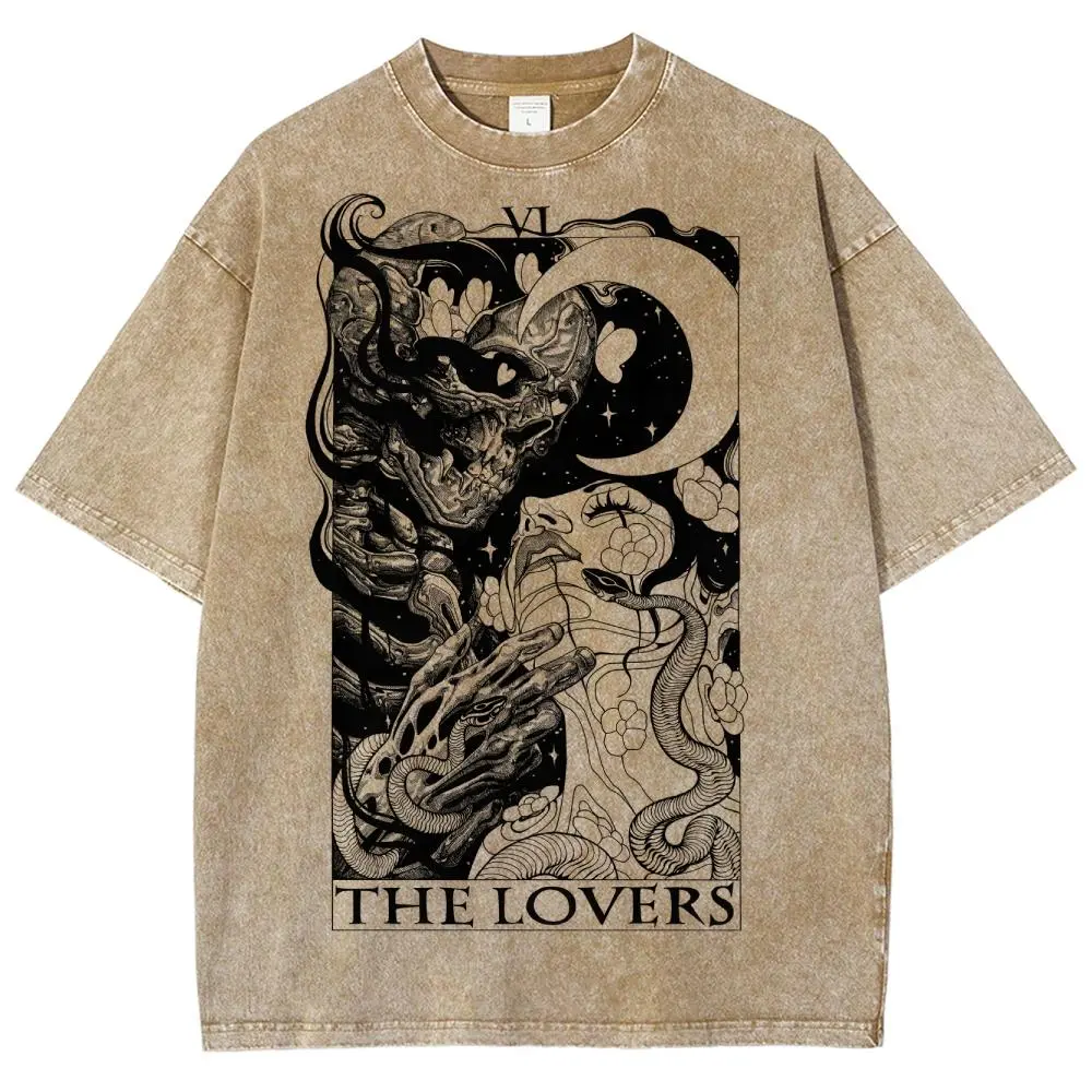 Tarot Shirt 'The Devil' Cards Washed Tee Tarot lover for Women's Vintage Tshirt Fit Everyday